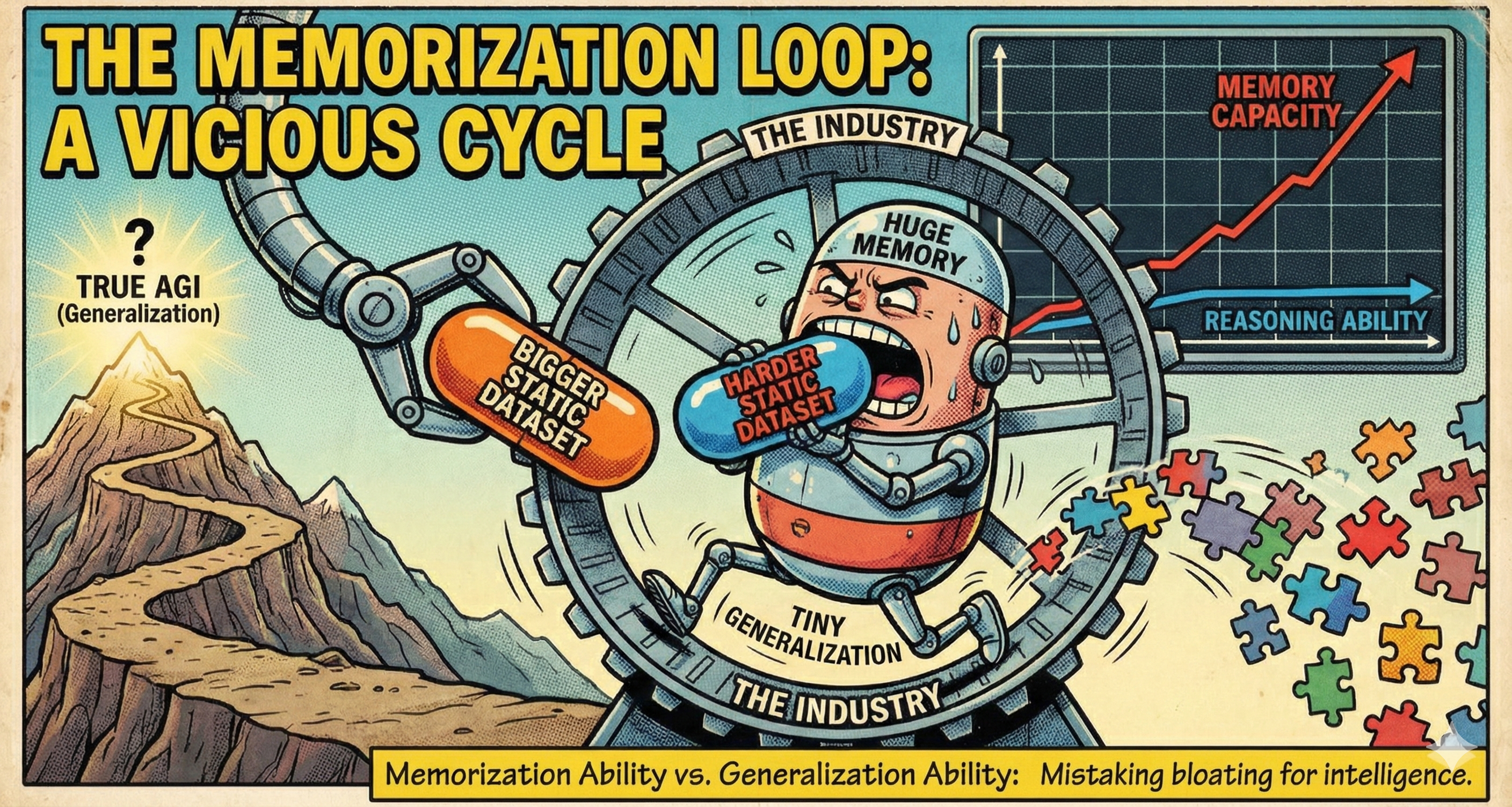 Figure 1: The vicious cycle: memory capacity vs. reasoning ability. Image generated by Nano Banana pro.